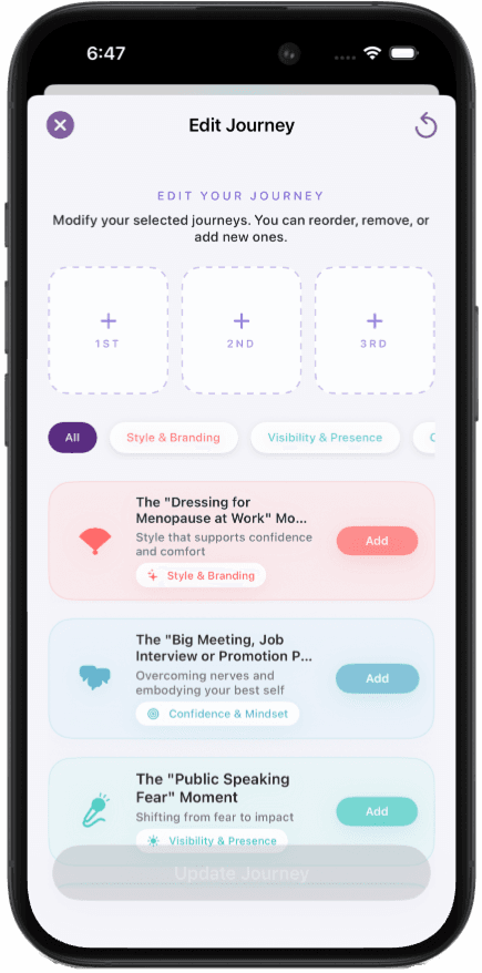 HerPathway Journey Edit Screen